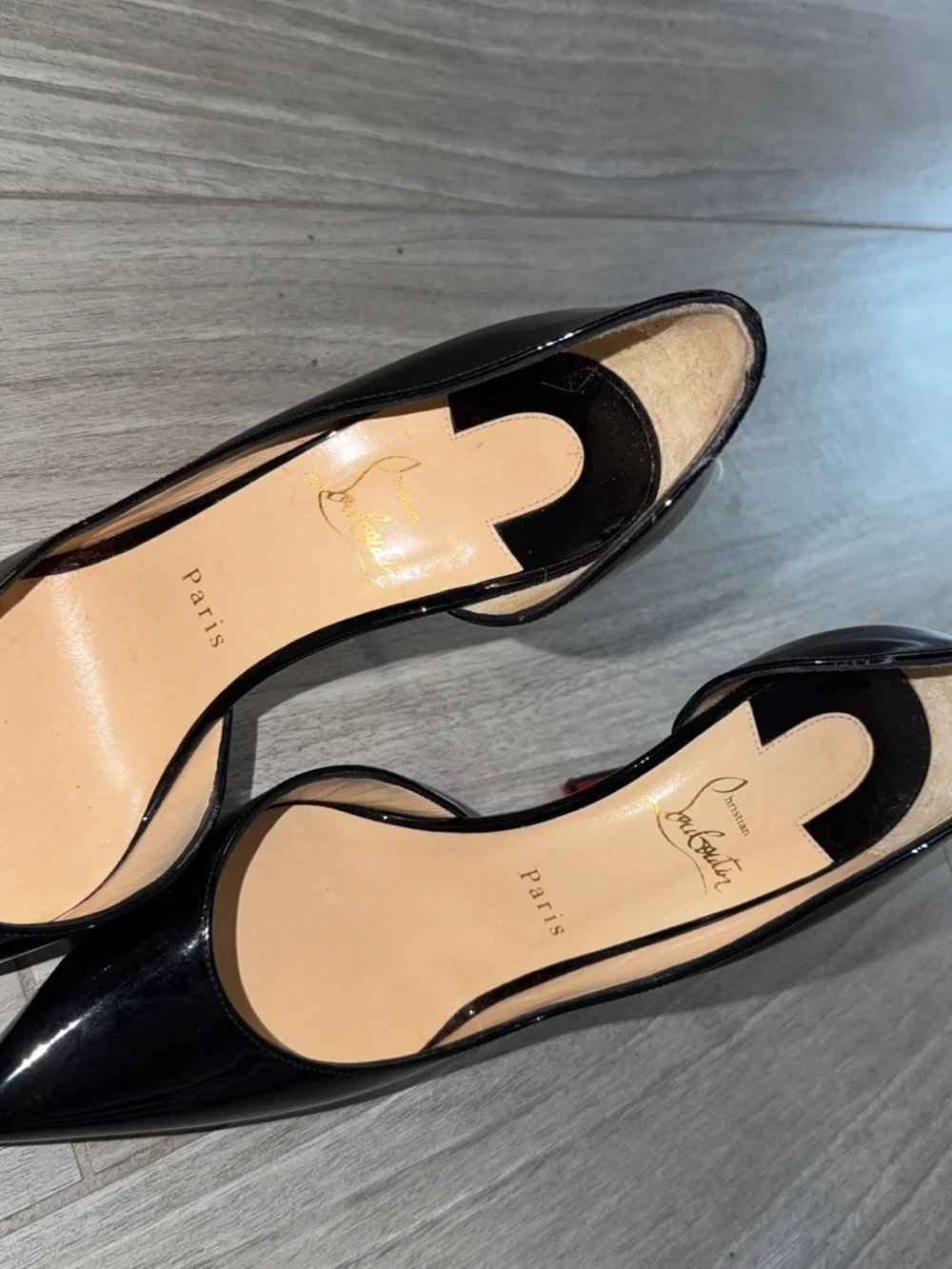 Christian Louboutin Black Patent Leather Stiletto Pumps with Red Sole